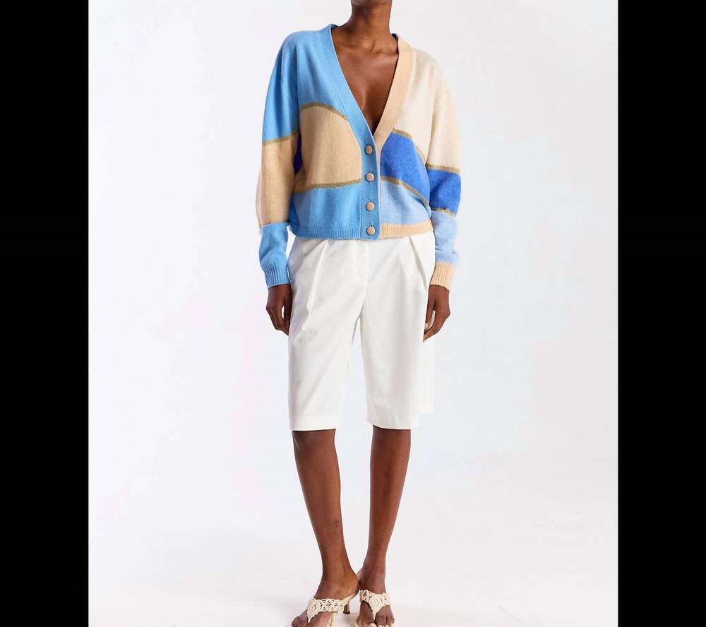 NEW BRODIE CASHMERE abstract scenic cardigan in neutrals